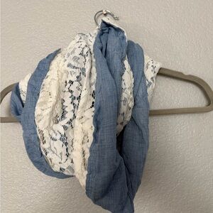 Vanity Blue and White Lace Infinity Scarf